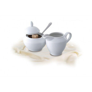 Cukřenka, porcelánová, 15 cl, ROTBERG, bílá s červeno-černým dekorem