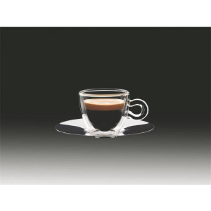 Hrnek espresso s nerezovým podšálkem "Thermo", 6,5 cl, dvoustěnný