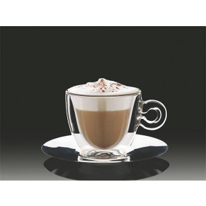 Hrnek espresso s nerezovým podšálkem "Thermo", 16,5 cl, dvoustěnný
