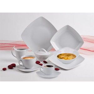 Kávový set "Quadrato", bílá, porcelán, čtvercové, 9 cl, ROTBERG
