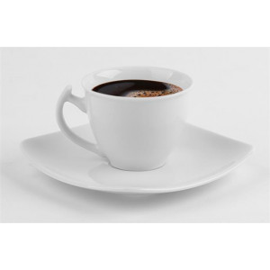 Čajový set  "Quadrato", bílá, porcelán, podšálek čtvercový, 25 cl, ROTBERG