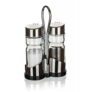 Stolní sada slánky a pepřenky "GasztroLine", sklo a nerez, 2 x 40 ml
