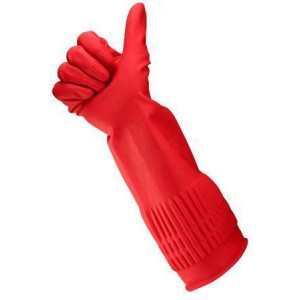Gumové rukavice pro domácnost, červená, latexové, extra dlouhé, 38 cm, vel. L, BONUS B067
