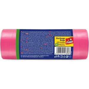 Pytle na odpadky "Premium handles Aromatic", růžová, s vůní bílých květů, 70 l, 15 ks, FINO