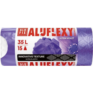 Pytle na odpadky "Aluflexy", fialová, s vůní, zatahovací, 35 l, 15 ks, LDPE, ALUFIX