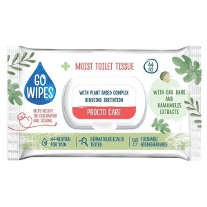 Vlhčený toaletní papír "Procto Care", 44 ks, GO WIPES WWTP4420GOWIPESPROCTO