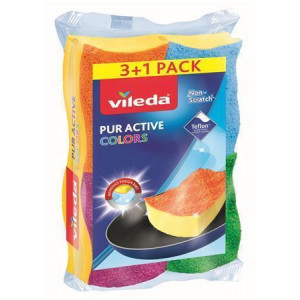 Čisticí houba "Pur Active Colors", 3+1 ks, VILEDA