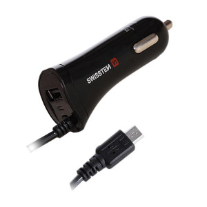 Adaptér do auta SWISSTEN 12W, 1 port, USB-A, kabel microUSB