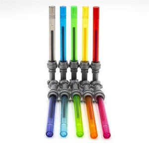 Gelové pero "Star Wars", 10 různých barev, 0,7 mm, světelný meč, sada, LEGO 53116
