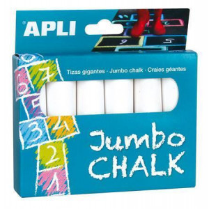 Křída, bílá, kulatá, jumbo, 6 ks, APLI