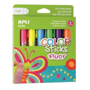 Temperové tyčinky "Kids", 6 různých fluorescenčních barev, APLI