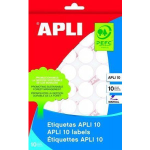 Etikety, kruhové, bílá, průměr 13mm, na ruční popis, 770 ks/bal., APLI