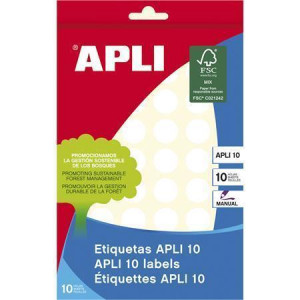 Etikety, kruhové, bílá, průměr 16mm, na ruční popis, 540 ks/bal., APLI