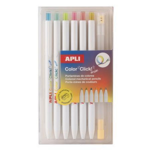 Mechanická pastelka "Color Click Mix", displej/12 ks, vícebarevná, sada, 6 ks/balení, APLI 20549