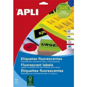 Etikety, kruhové, fluorescentní žlutá, průměr 60mm, 240 ks/bal., APLI
