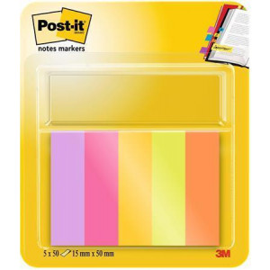 Samolepicí záložky, mix barev, 15 x 50 mm, 5x 50 listů, 3M POSTIT 7100259441