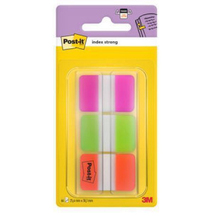 Samolepicí záložky, neonové barvy, extra silné, 25 x 38 mm, 3x 22 listů, 3M POSTIT 7000042777