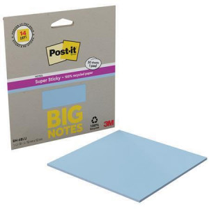 Samolepicí bloček "Super Sticky", modrá, 152 x 152 mm, 30 listů, 3M POSTIT 7100404744