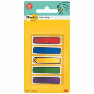 Samolepicí záložky se zásobníkem, mix barev, 12 x 43 mm, 5x 20 listů, tvar šipky, 3M POSTIT 70000380