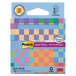 Samolepicí bloček "Super Sticky", pastelově modrá, "Z", 76 x 76 mm, 90 listů, 3M POSTIT 7100399315