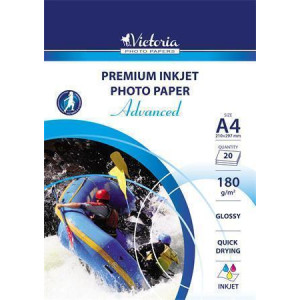 Fotografický papír "Advanced", do inkoustové tiskárny, lesklý, A4, 180 g, 20 ks / balení, VICTORIA