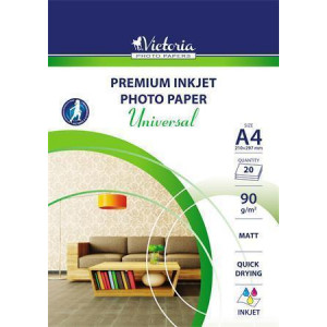 Fotografický papír "Universal", do inkoustové tiskárny, matný, A4, 90g, VICTORIA