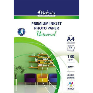 Fotografický papír "Universal", do inkoustové tiskárny, matný, A4, 180g, VICTORIA