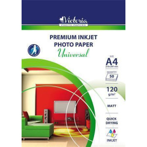 Fotografický papír "Universal", do inkoustové tiskárny, matný, A4, 120g, VICTORIA