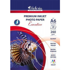 Fotografický papír "Executive", do inkoustové tiskárny, vysoce lesklý, 10x15cm, 260g, VICTORIA