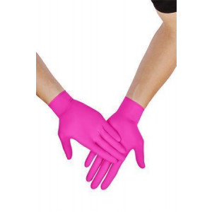 Ochranné rukavice, magenta, jednorázové, nitrilové, vel. S, 100 ks, nepudrované