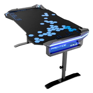 E-blue Herní stůl EGT004BK, 135x78,5cm, 72-91,2cm, RGB podsvícení, výškově nastavitelný, s podložkou pod myš, DOPRODEJ