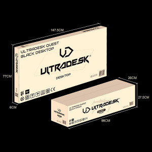 ULTRADESK Herní stůl QUEST, 140x70cm, 72-120cm, černá-bílá