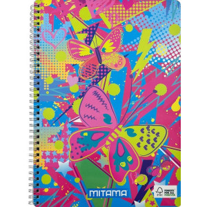 Spirálový sešit "Fantasy colours", A4+, linkovaný, 60 listů, motýl, MITAMA 62620-90064