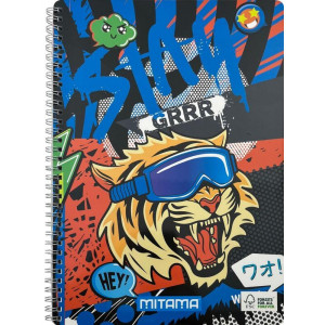 Spirálový sešit "Fantasy colours", A4+, linkovaný, 60 listů, tygr, MITAMA 62620-90068