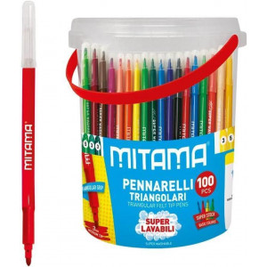 Fixy, sada, 100 ks, omyvatelné, 3 mm, trojhranné, MITAMA 62876