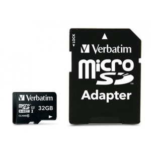 Paměťová karta "PRO", microSDHC, 32GB, CL10/U3, 90/45 MB/s, adaptér, VERBATIM