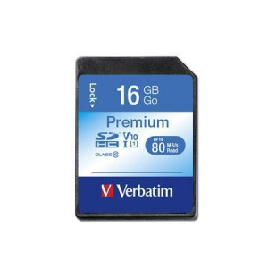 Paměťová karta "Premium", SDHC, 16GB, CL10/U1, 45/10 MB/s, VERBATIM