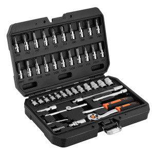 Sada nástrčných hlavic, chrom-vanadiová ocel, kufřík, Neo Tools