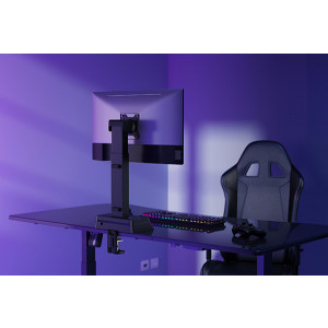 Powerton ERGO LEVION Držák monitoru s automaticky nastavitelnou výškou, černá, 10KG, svorka, 17"-32", bezdrátová nabíječka