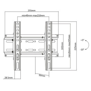 Polohovatelný držák TV KL25-22T, 23"-42", 35 kg max, 75x75 - 200x200 VESA, 50 mm, černý
