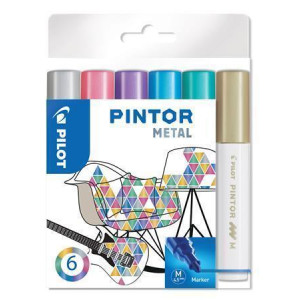 Set dekorativních popisovačů "Pintor M", metalická, 6 barev, 1,4 mm, PILOT