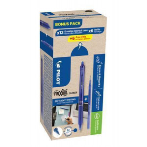 Roller "Frixion Clicker, Bonus Pack", modrá + náplň, 0,7/0,35mm, vymazatelný, PILOT BLRT-GREENPACK-L