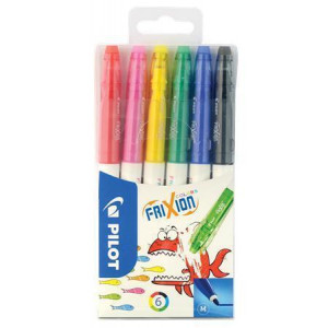 Fixy "Frixion Colors", sada, 6 barev, 0,39-0,7 mm, vymazatelné, PILOT