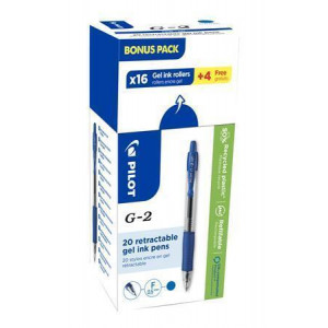 Gelové pero "G-2, Bonus Pack", modrá, 0,25 mm, stiskací mechanismus, PILOT BL-G2-5-20L