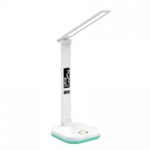 Platinet PDL711RGBW stolní LED lampa stmívatelná, bezdrátové nabíjení, hodiny, bílá