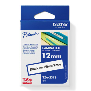 Brother originální páska do tiskárny štítků, Brother, TZE-231S, černý tisk/bílý podklad, laminovaná, 4m, 12mm