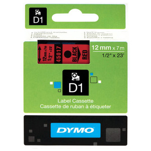 Dymo originální páska do tiskárny štítků, Dymo, 45017, S0720570, černý tisk/červený podklad, 7m, 12mm, D1