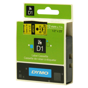 Dymo originální páska do tiskárny štítků, Dymo, 45018, S0720580, černý tisk/žlutý podklad, 7m, 12mm, D1