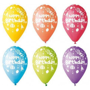 Balónek, Happy Birthday, klaun, 30 cm