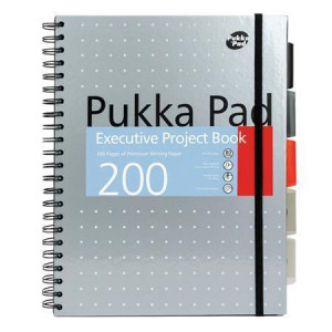 Spirálový sešit "Metallic Project Book", mix barev, A4+, linkovaný, 100 listů, PUKKA PAD 6970-MET